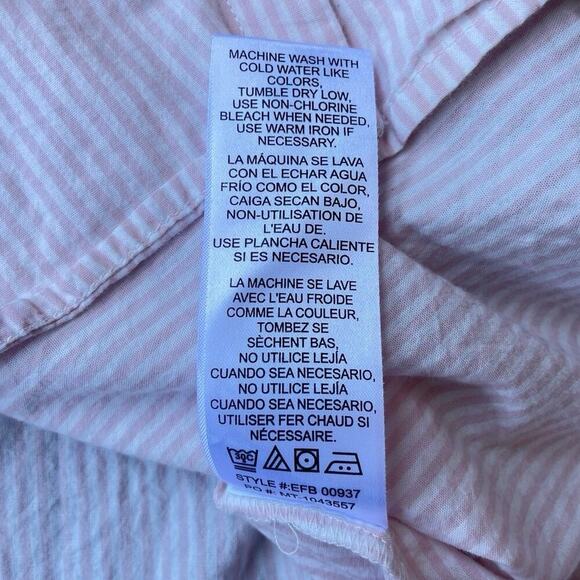 Kensie Jeans Striped Button Front Cotton Blouse with Tie Sleeves – Size Large - Picture 6 of 8